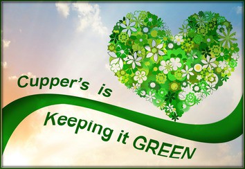 Cupper's keeping it green, has a ribbon and big green heart