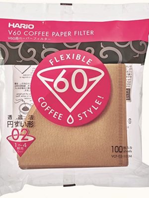 Hario V60 Unbleached Cone Coffee Filters 100 per pack