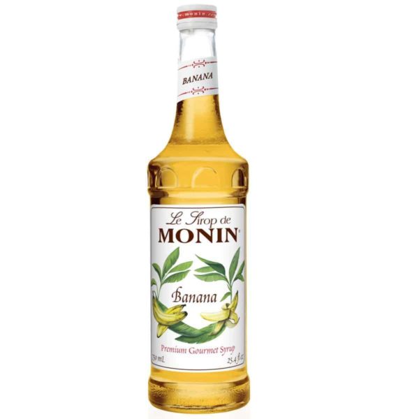 Monin Banana syrup in glass bottle