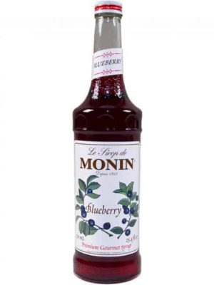 Monin blueberry syrup in glass bottle