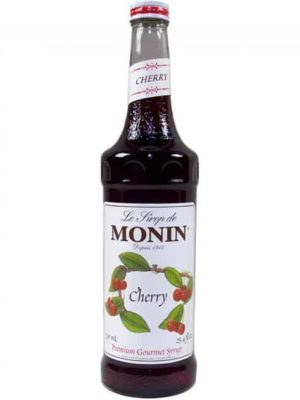 Monin cherry syrup in glass bottle
