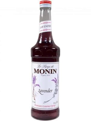 Monin lavender syrup in glass bottle