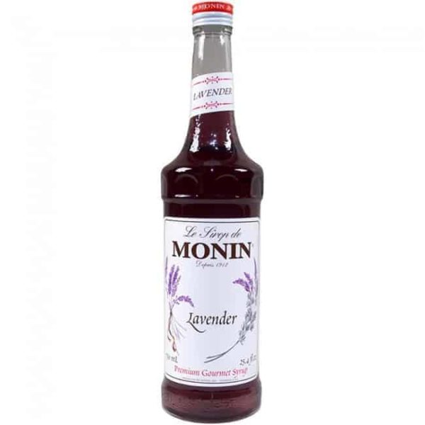 Monin lavender syrup in glass bottle