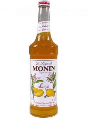 Monin Mango syrup in glass bottle