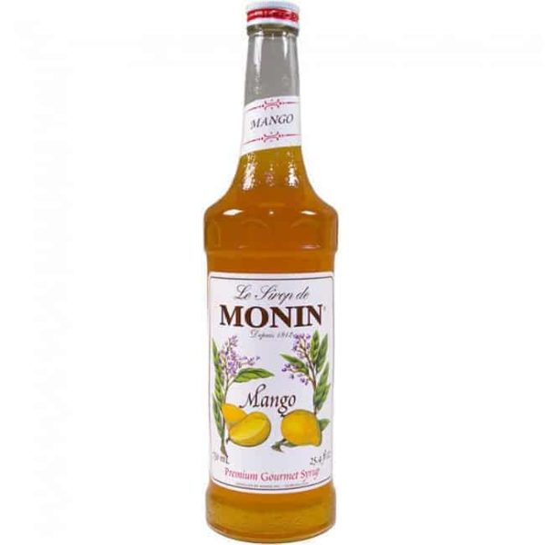 Monin Mango syrup in glass bottle