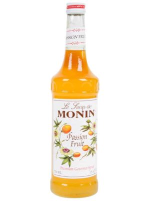 monin passion fruit syrup in glass bottle