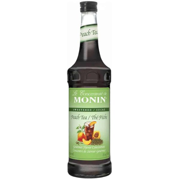 Monin Peach Tea Concentrate in glass bottle