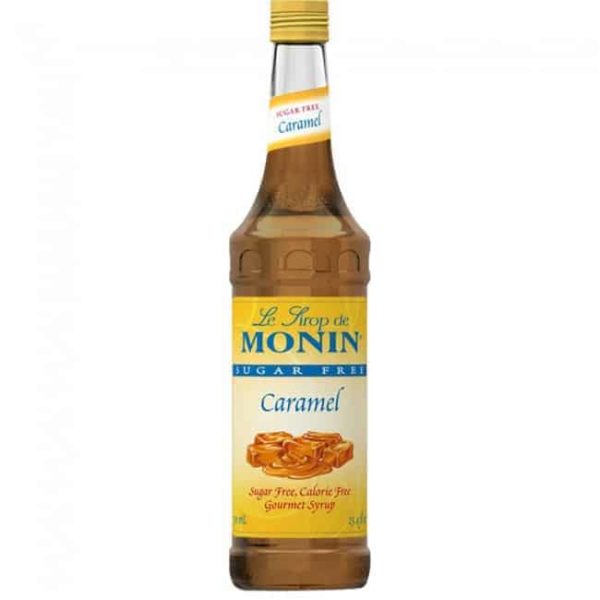 Monin sugar free syrup in glass bottle