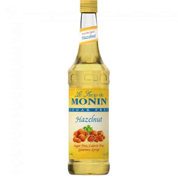 Monin SF Hazelnut Syrup in glass bottle