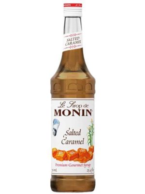 Monin salted caramel syrup in glass bottle