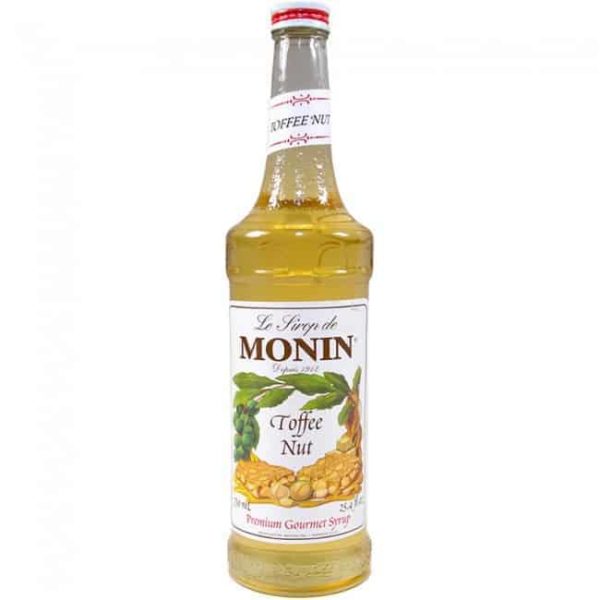 Monin Toffee nut syrup in glass bottle