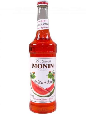 Monin watermelon syrup in glass bottle