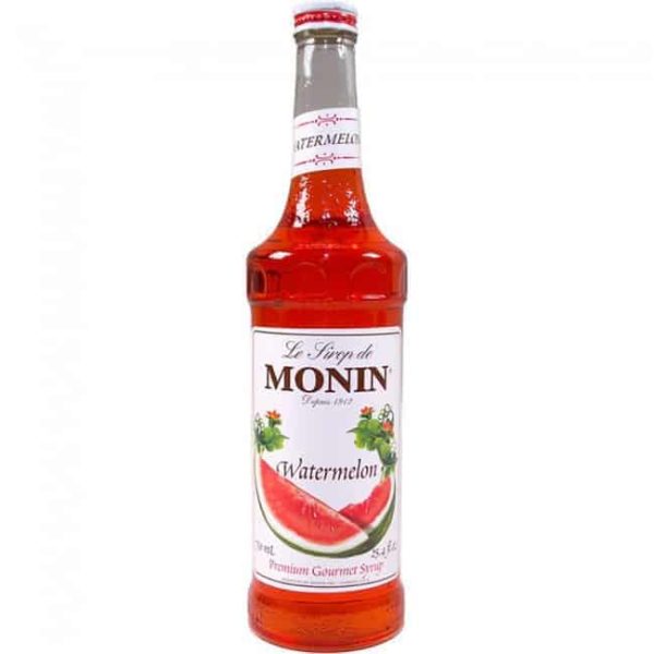 Monin watermelon syrup in glass bottle