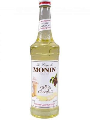 Monin White Chocolate Syrup in glass bottle