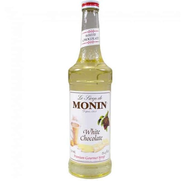 Monin White Chocolate Syrup in glass bottle