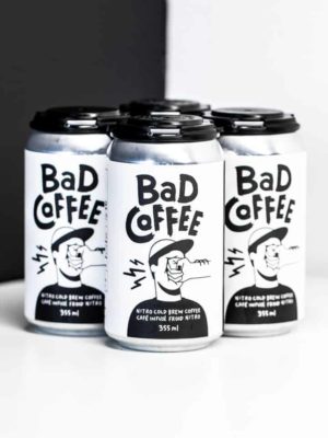 four bad coffee nitro brew black white cans