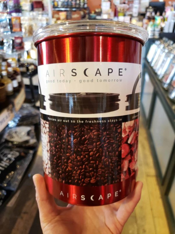 Airscape Metal Canister, 7 inches in metallic red.