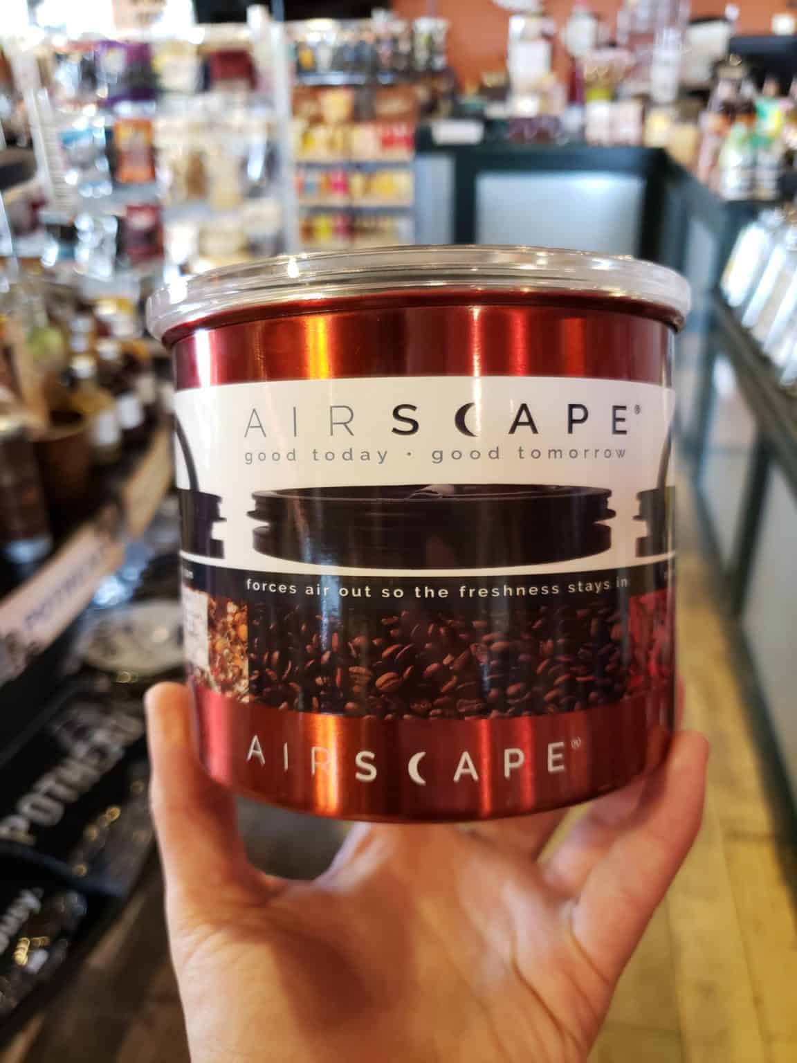 Airscape Metal Canister, 4" Red Cupper's Coffee & Tea