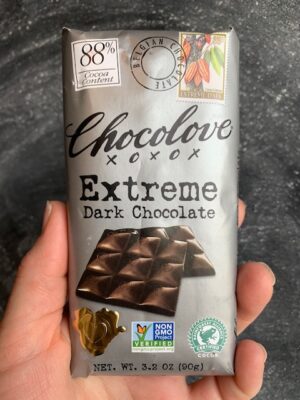 Chocolove bar of Extreme 88% Dark Chocolate