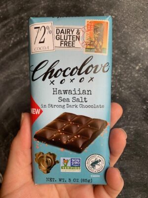 Chocolove bar with Hawaiian Sea Salt in 72% Dark Chocolate