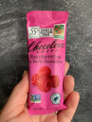 Chocolove Mini bar with Raspberries in 55% Dark Chocolate