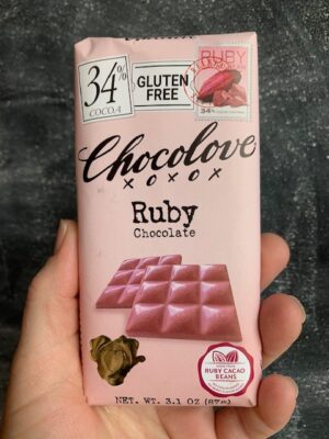 Chocolove bar with 34% Ruby Chocolate