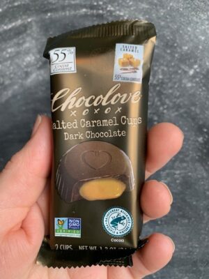 Chocolove Salted Caramel Cups in Dark Chocolate 55%