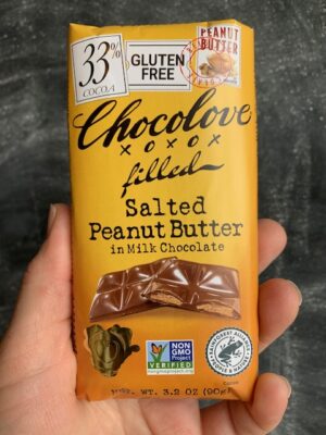 Chocolove bar with Salted Peanut Butter in 33% Milk Chocolate