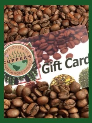 Gifts to go gift card on a bed of coffee beans