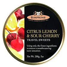 Simpkins Citrus Lemon Sour Cherry Travel Sweets Tin