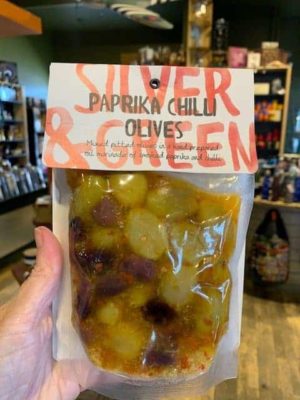 Silver & Green Paprika Chili Olives Pouch