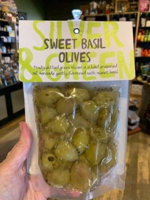 Silver & Green Sweet Basil Olives Pouch