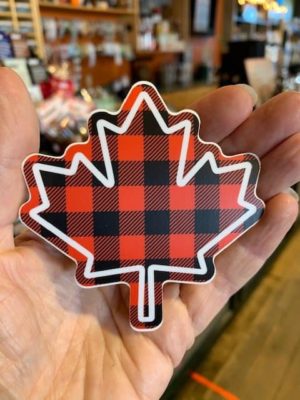 Vinyl Sticker Buffalo Plaid Maple Leaf