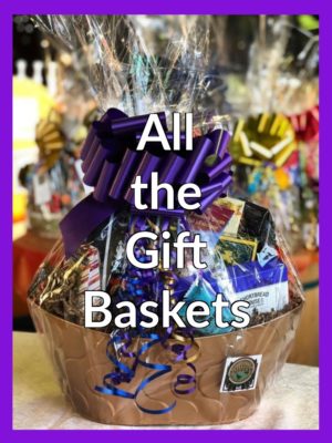 Large Gift Basket with a purple bow for gifts to go