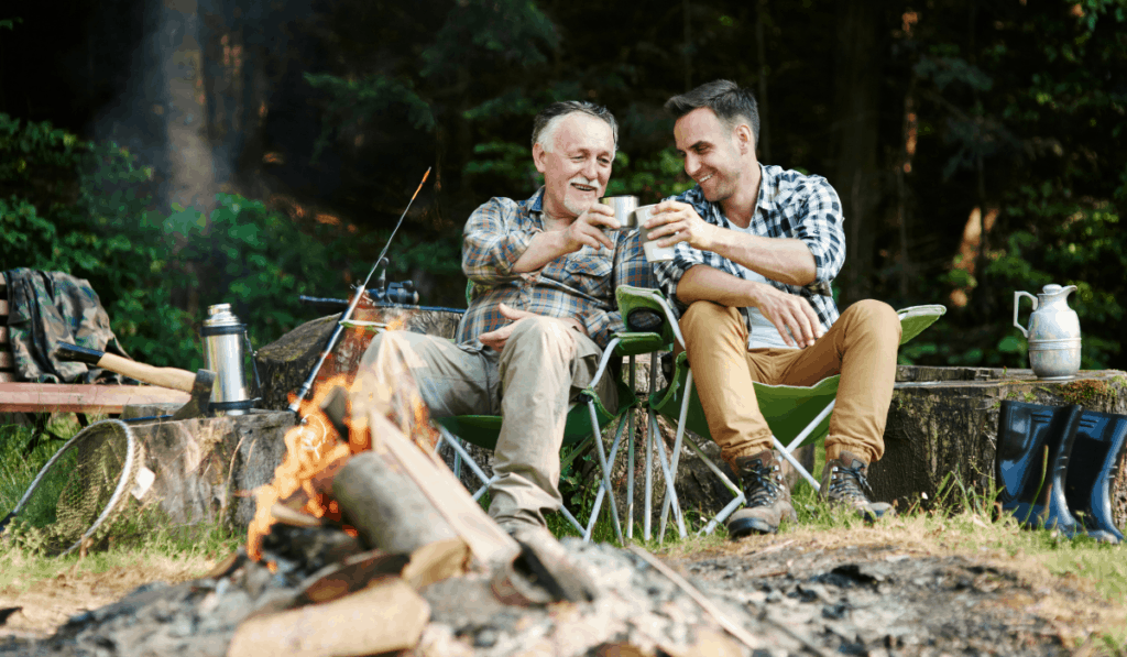 Process of making camping coffee outdoor Stock Photo by bondarillia