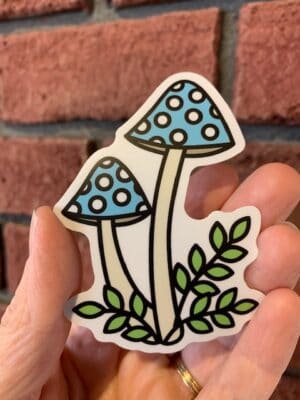 Vinyl Sticker - Blue Mushrooms