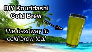 tropical beach scene introducing a video of cold brewed iced tea