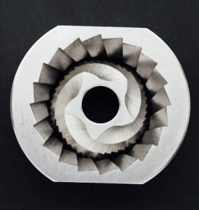 Top down view of coffee grinder conical burr