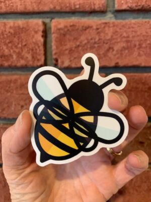 vinyl sticker of a stylized bumblebee