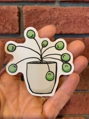 vinyl sticker of a pilea pearl plant