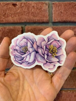 vinyl sticker of pink peonies