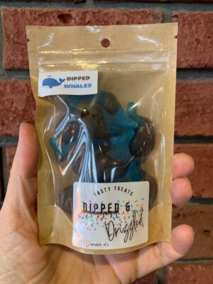 chocolate dipped blue whales, made by Dipped & Drizzled