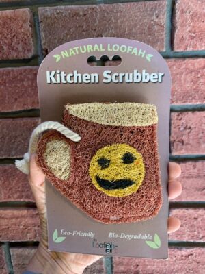 Loofah Art Coffee Mug with a smiling face