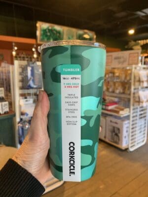 Corkcicle 16 oz tumbler in Jade camouflage