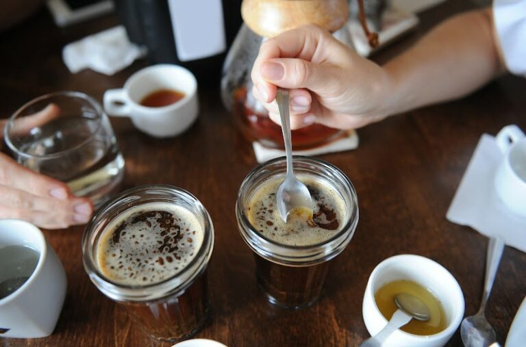 A home spread for cupping coffee