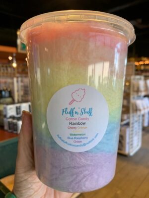 Rainbow cotton candy Fluff & Stuff in the 32 oz tub