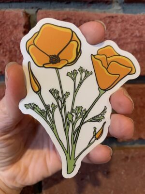 sticker poppy sketch in yellow