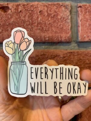 sticker tulip jar with words everything will be okay