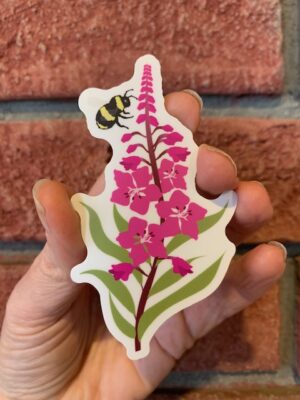sticker fireweed with a bee