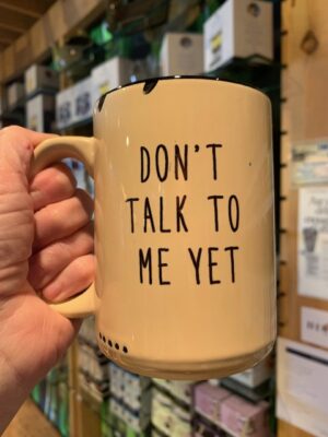 Prairie Chick Don't talk to me yet mug in orange